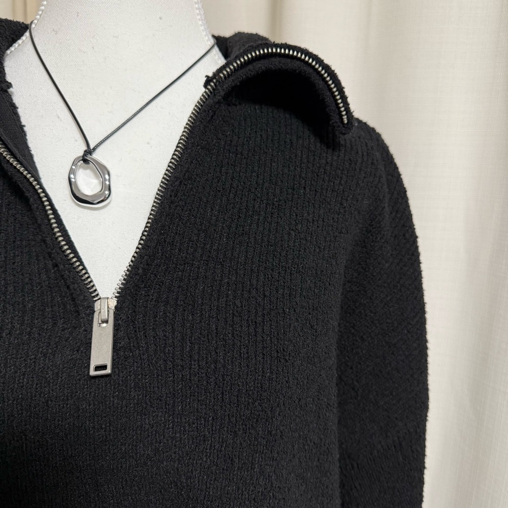 ZARA textured oversized cropped half zip Sweater - Picture 4 of 5
